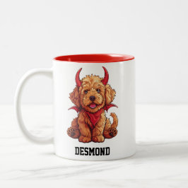 Schattigee kleine Goldendoodle Devil Tweekleurige Koffiemok