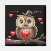 Schattigee kleine Grappige Uil met liefde Harten Magneet (Voorkant)