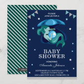 Schattigee kleine groene zeemeermin Baby shower ui Kaart (Voorkant / Achterkant)