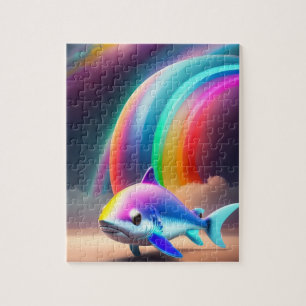 Schattigee kleine haai met regenboog legpuzzel