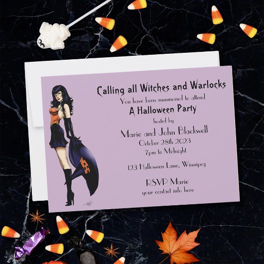 Schattigee kleine halloween heks kaart