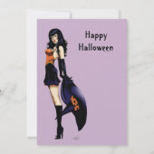 Schattigee kleine halloween heks kaart (Achterkant)