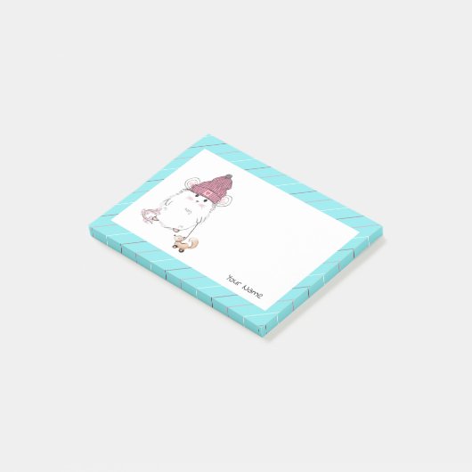 Schattigee Kleine Hamster Blauw Custom Post-it® Notes (Schuin)