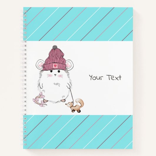 Schattigee kleine hamster blauw gestreept notitieboek (Voorkant)