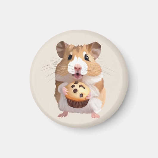 Schattigee kleine hamster met een muffin magneet (Voorkant)