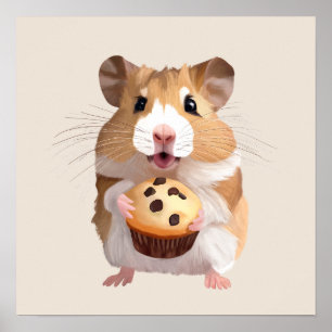 Schattigee kleine hamster met een muffin poster