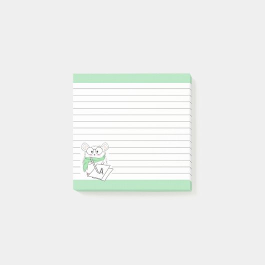 Schattigee kleine hamster monogram groene noten post-it® notes (Voorkant)