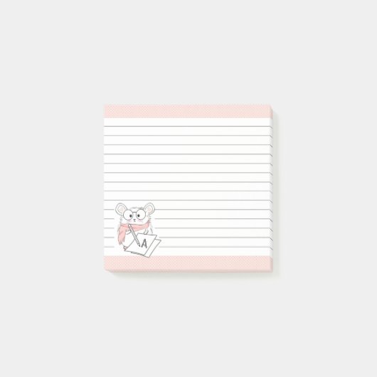 Schattigee kleine hamster monogram roze noten post-it® notes (Voorkant)