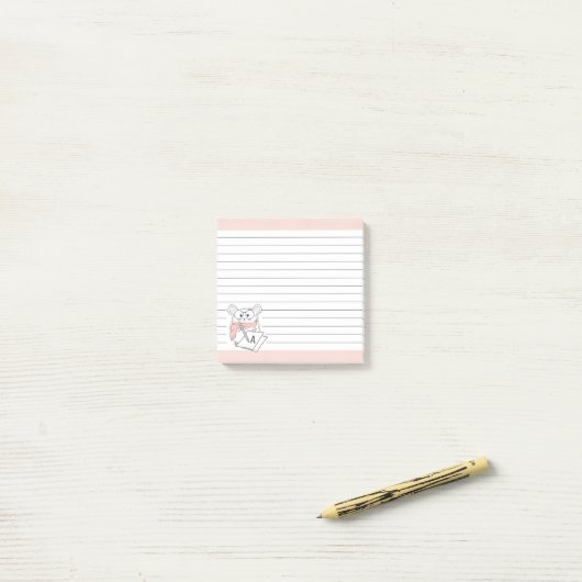 Schattigee kleine hamster monogram roze noten post-it® notes (Op bureau)
