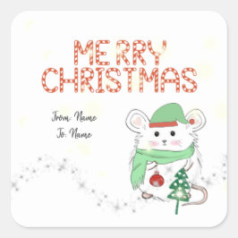 Schattigee kleine hamster vrolijke kerstvakantie vierkante sticker