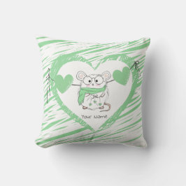 Schattigee kleine hamster wit groen kussen