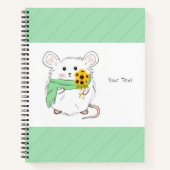 Schattigee kleine hamster & zonnebloemen groen notitieboek (Voorkant)