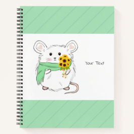 Schattigee kleine hamster & zonnebloemen groen notitieboek