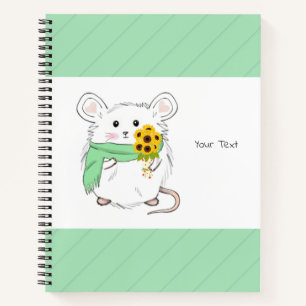 Schattigee kleine hamster & zonnebloemen groen notitieboek