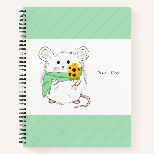 Schattigee kleine hamster & zonnebloemen groen notitieboek (Voorkant)