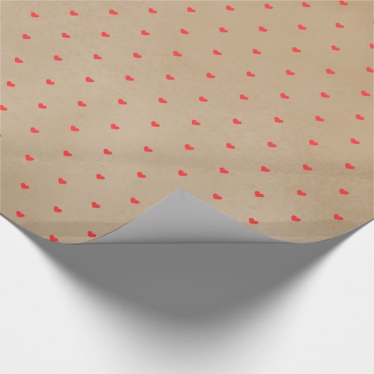 Schattigee kleine hartjes op Beige Kraft Cadeaupapier (Hoek)