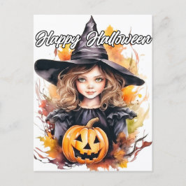 Schattigee kleine heks | Happy Halloween Briefkaart