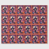 Schattigee kleine heks met katten en pompoenen, Ha Cadeaupapier (Vlak)