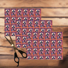 Schattigee kleine heks met katten en pompoenen, Ha Tissuepapier