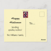 Schattigee kleine heks met katten en pompoenen, op briefkaart (Achterkant)