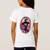 Schattigee kleine heks met katten en pompoenen, op t-shirt (Achterkant)
