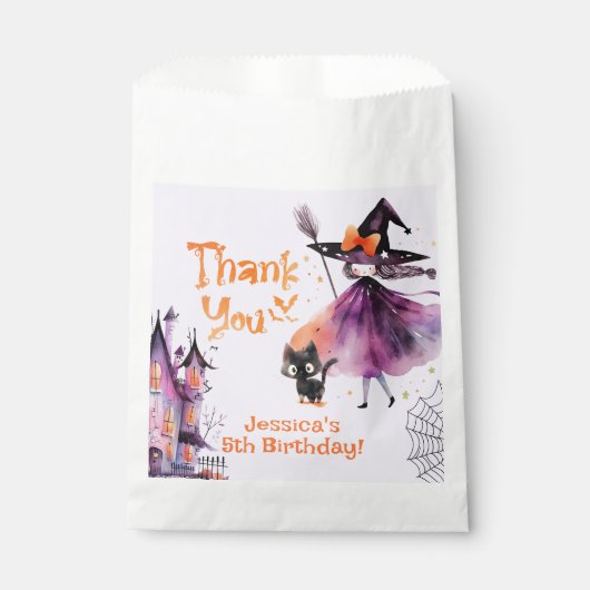Schattigee kleine heks Spooktacular Halloween fees Bedankzakje (Voorkant)