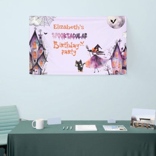Schattigee kleine heks Spooktacular Verjaardagsfee Spandoek (Beurs)