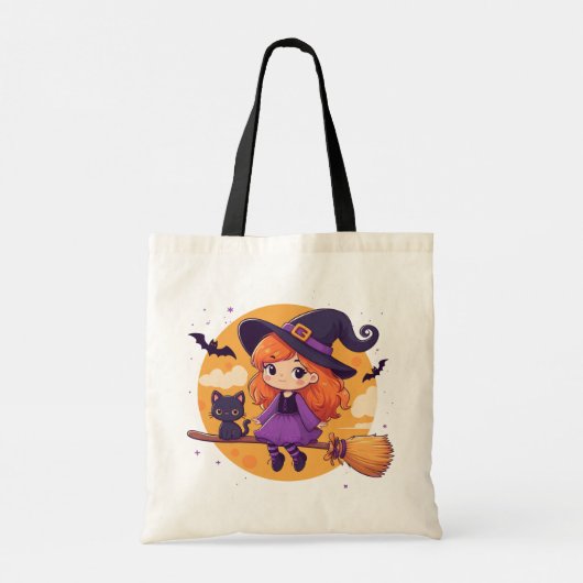 Schattigee kleine heks tote bag (Achterkant)