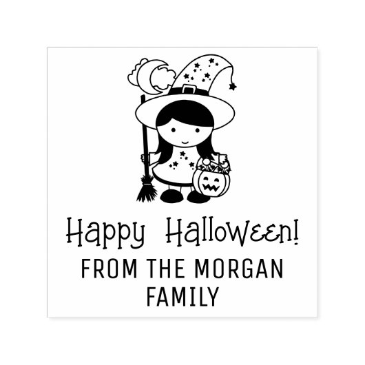 Schattigee kleine heks truc of treater Halloween n Zelfinktende Stempel (Design)