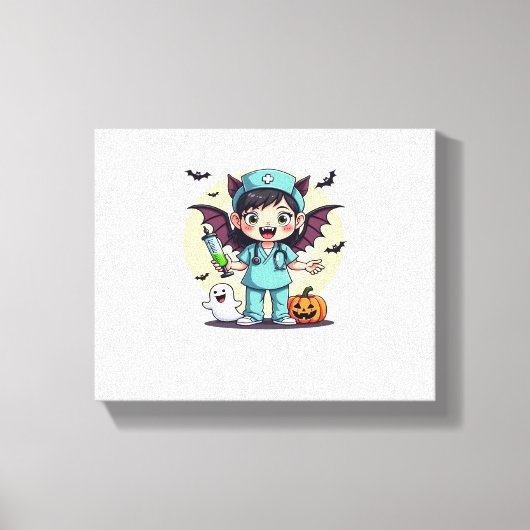 Schattigee kleine heks verpleegkundige Halloween P Canvas Afdruk (Voorkant)