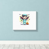 Schattigee kleine heks verpleegkundige Halloween P Canvas Afdruk (Insitu (Houten vloer))