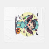 Schattigee kleine heks verpleegkundige Halloween P Fleece Deken (Voorkant (Horizontaal))