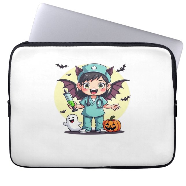 Schattigee kleine heks verpleegkundige Halloween P Laptop Sleeve (Voorkant)