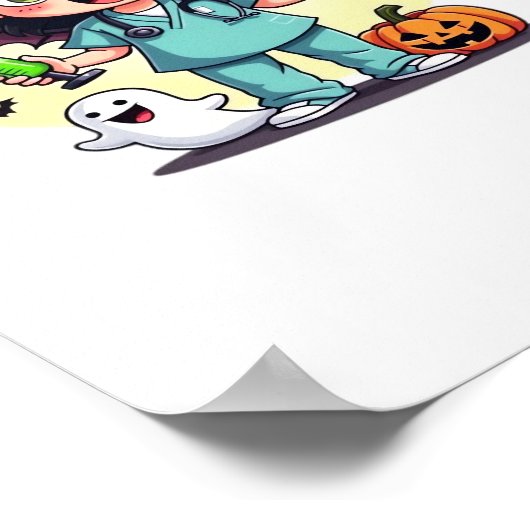 Schattigee kleine heks verpleegkundige Halloween P Poster (Hoek)