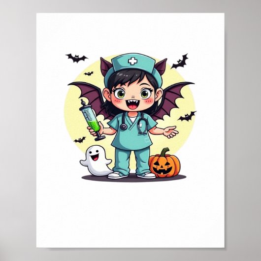 Schattigee kleine heks verpleegkundige Halloween P Poster (Voorkant)