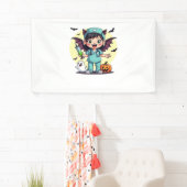 Schattigee kleine heks verpleegkundige Halloween P Spandoek (Insitu)