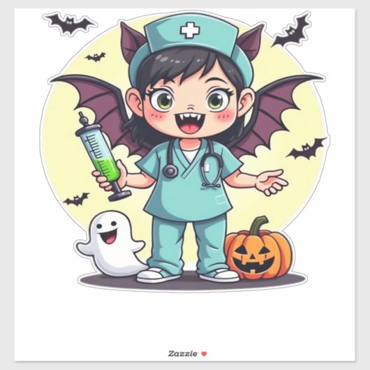 Schattigee kleine heks verpleegkundige Halloween P Sticker (Vel)
