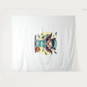 Schattigee kleine heks verpleegkundige Halloween P Wandkleed (Voorkant (horizontaal))