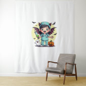 Schattigee kleine heks verpleegkundige Halloween P Wandkleed (In situ)