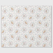 Schattigee Kleine Herfst Vos met bloemetjes in zac Cadeaupapier (Vlak)