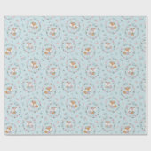 Schattigee Kleine Herfst Vos met bloemetjes in zac Cadeaupapier (Vlak)