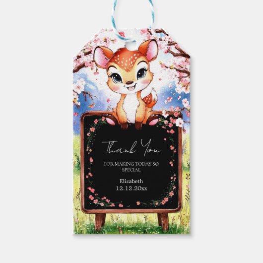 Schattigee kleine herten Baby shower Cadeaulabel (Voorkant)