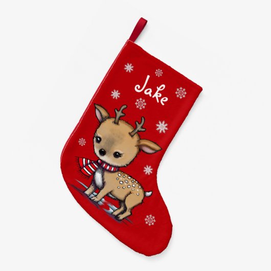 Schattigee kleine herten geïllustreerde kunst kleine kerstsok (Voorkant (Hangend))