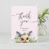 Schattigee kleine herten roze wintersneeuw dank u  bedankkaart (Staand voorkant)
