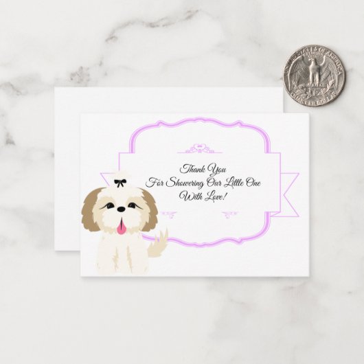 Schattigee kleine hond dank je kaart notitiekaartje (Voorkant / Achterkant in situ)