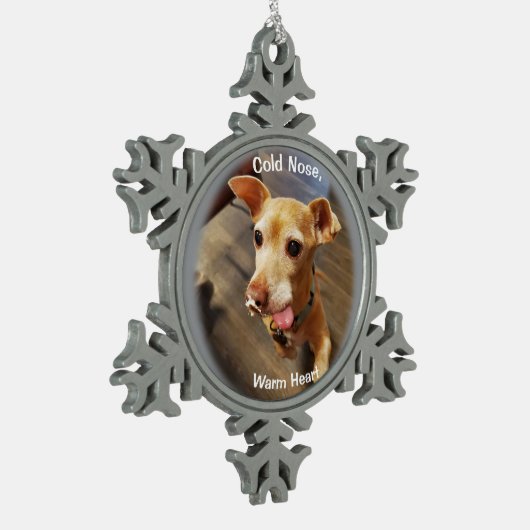 Schattigee kleine hond sneeuwvlok ingelijst Orname Tin Sneeuwvlok Ornament (Links)