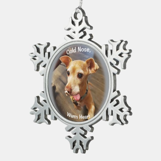 Schattigee kleine hond sneeuwvlok ingelijst Orname Tin Sneeuwvlok Ornament (Rechts)