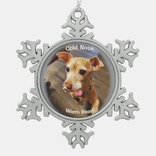 Schattigee kleine hond sneeuwvlok ingelijst Orname Tin Sneeuwvlok Ornament