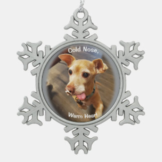 Schattigee kleine hond sneeuwvlok ingelijst Orname Tin Sneeuwvlok Ornament