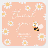 Schattigee kleine honing bijen meisje Baby shower  Vierkante Sticker (Voorkant)